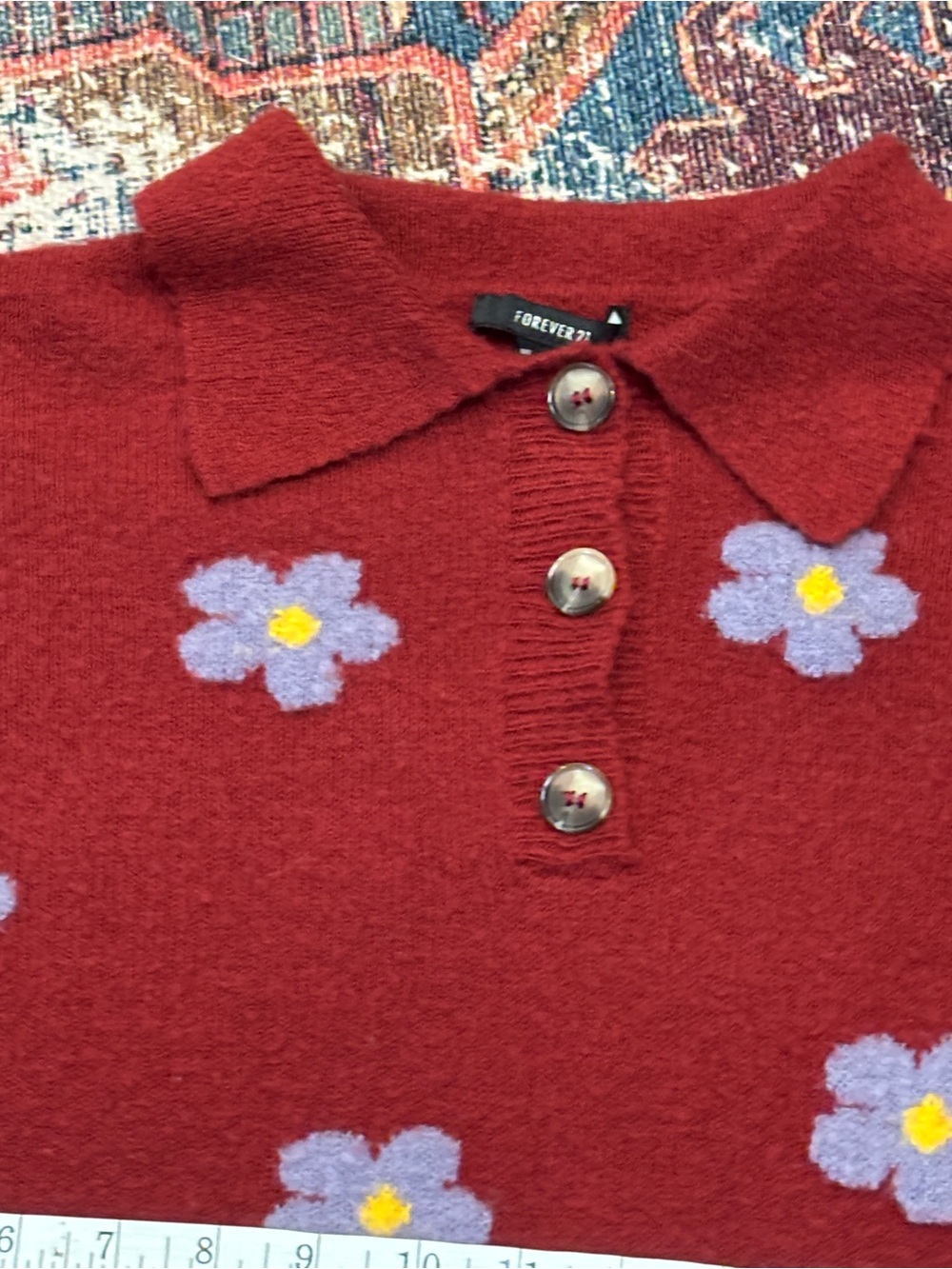 Red flower sweater Large - Picture 4 of 6